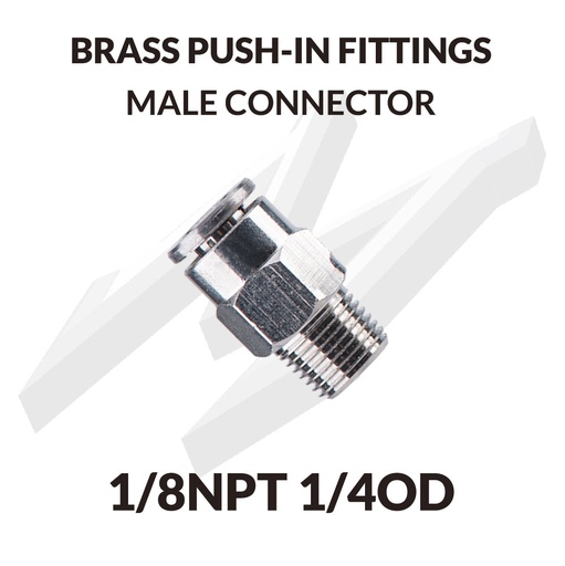 [PC 1/8NPT 1/4OD] BRASS PUSH-IN FITTINGS  MALE CONNECTOR 1/8NPT 1/4OD