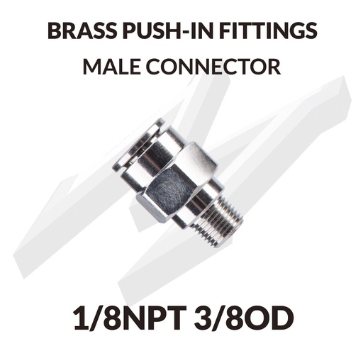 [PC 1/8NPT 3/8OD] BRASS PUSH-IN FITTINGS  MALE CONNECTOR 1/8NPT 3/8OD