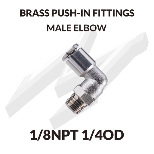 [PC ELBOW 1/8NPT 1/4OD] BRASS PUSH-IN FITTINGS MALE ELBOW 1/8NPT 1/4OD