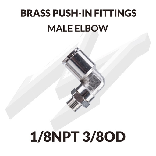 [PC ELBOW 1/8NPT 3/8OD] BRASS PUSH-IN FITTINGS MALE ELBOW 1/8NPT 3/8OD
